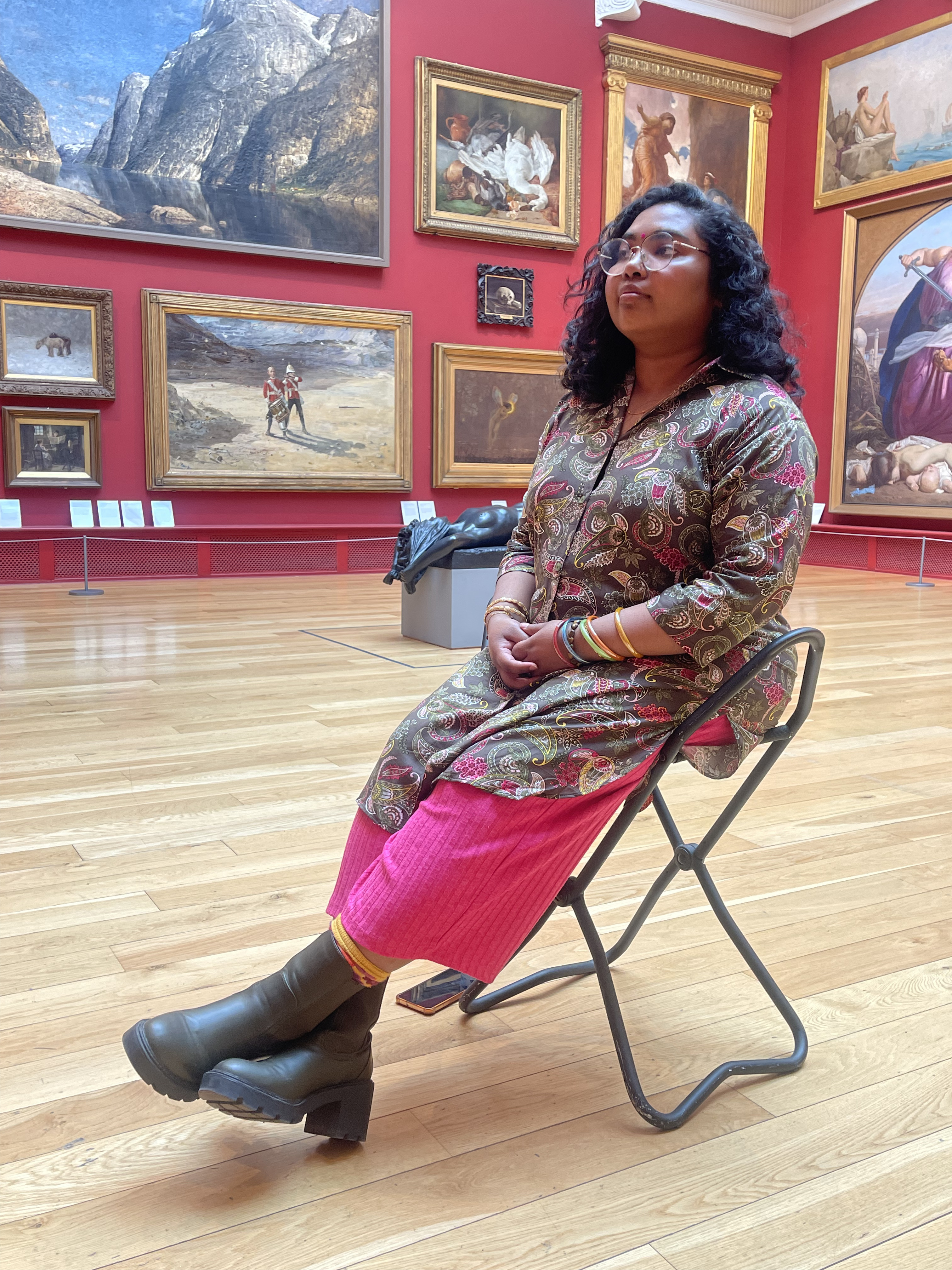Portrait sitting at Leeds Art Gallery with Tyvin Haque.